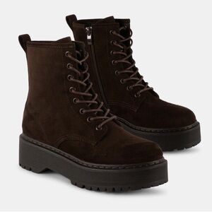 Steve Madden Bettyy Combat Boot in Brown Micro Suede 🤎